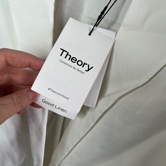 Theory Womens White Minimalist Linen Blend Blazer Size 4 Eco Crunch Wash - Picture 4 of 9